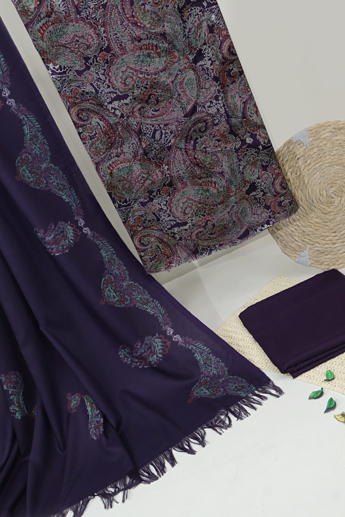 3Piece – Printed China Patti Marina with Pashmina Shawl SLK3P10