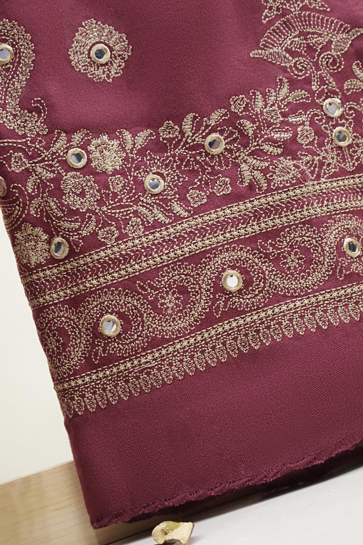 3Piece - Embroidered Peach Leather Suit WWRV1201