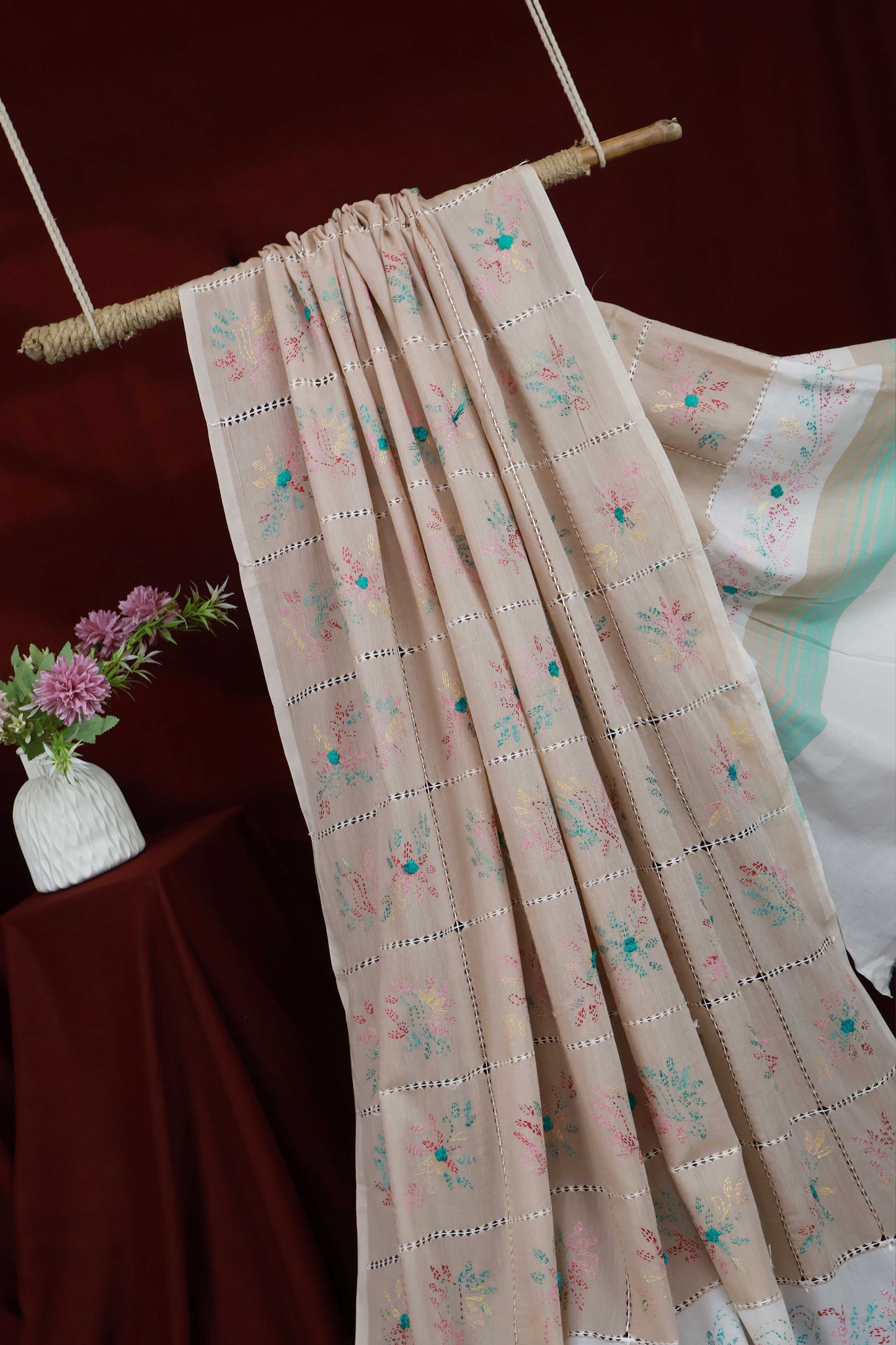 Handmade Embroidered Lawn Shawl HLSH02