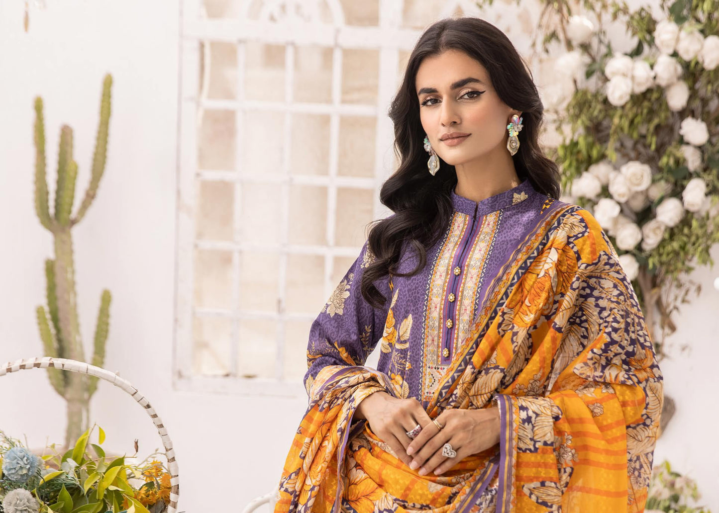 3Piece - Superior Printed Lawn Suit Carnation D028