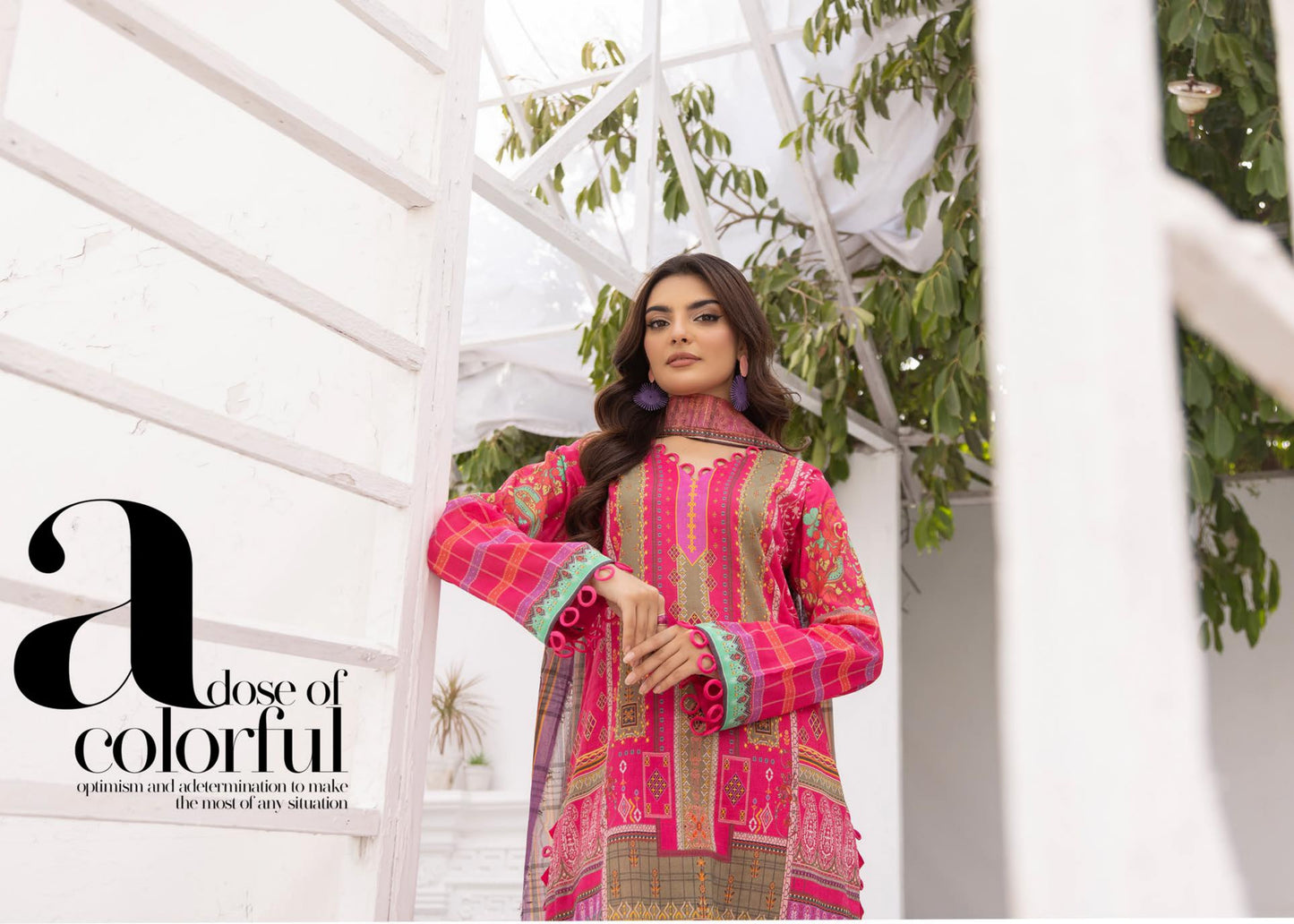 3Piece - Superior Printed Lawn Suit Carnation D020