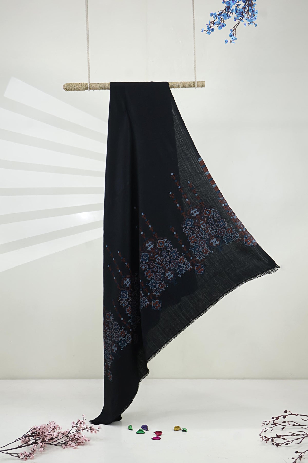 3Piece -Karandi with Pashmina Shawl KP26BLK22
