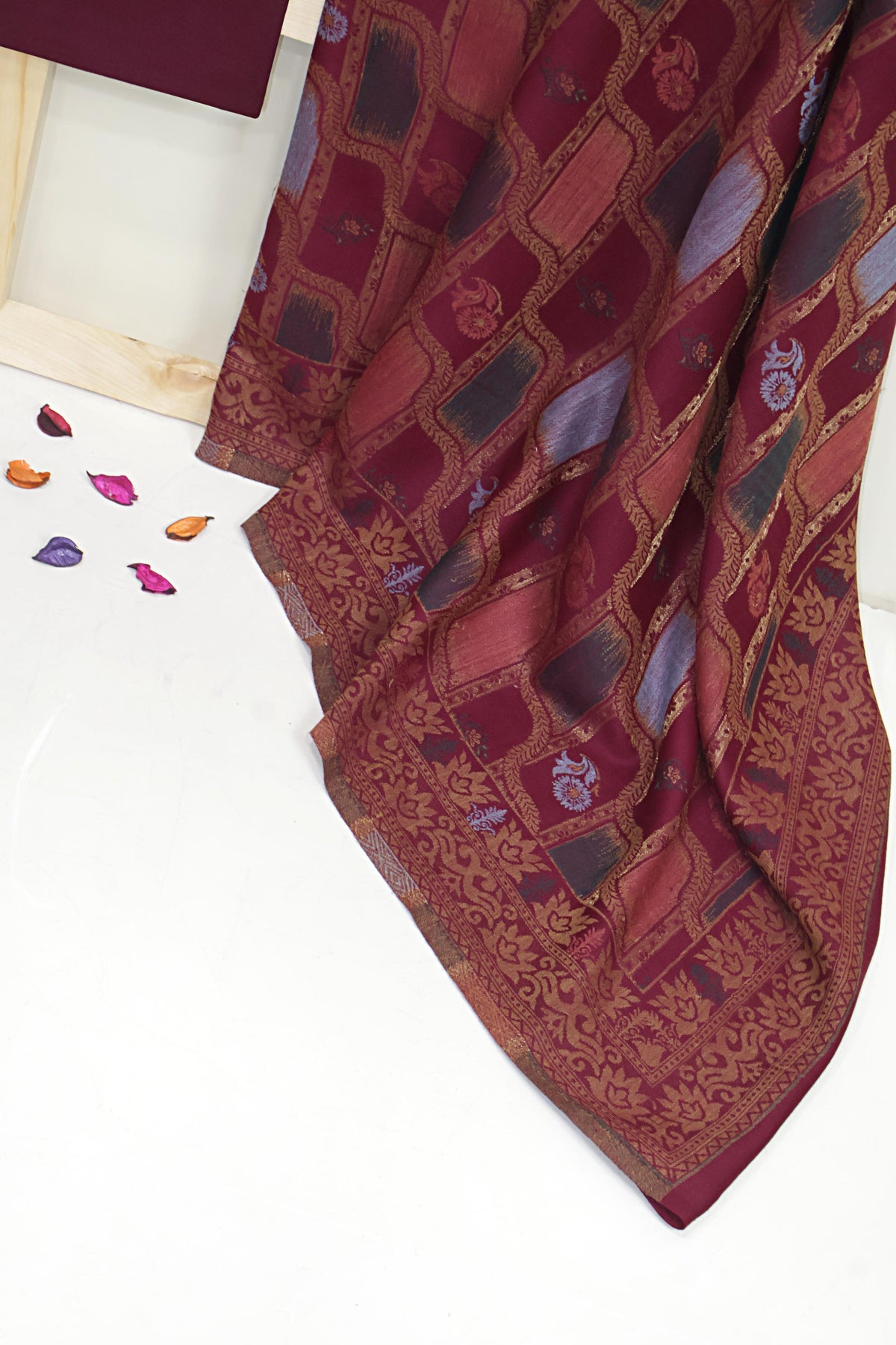 3Piece -Karandi with Pashmina Shawl KP26DMR15