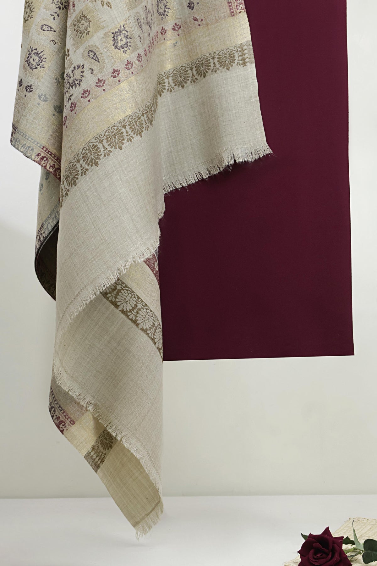 3Piece -Karandi with Pashmina Shawl KP26DMR25