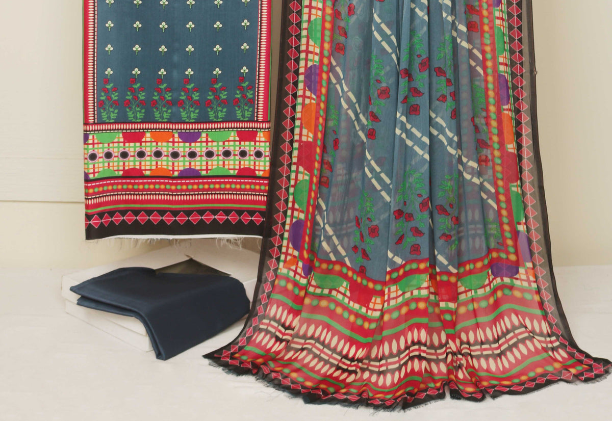 3Piece -Viscous Printed Suit SA19005