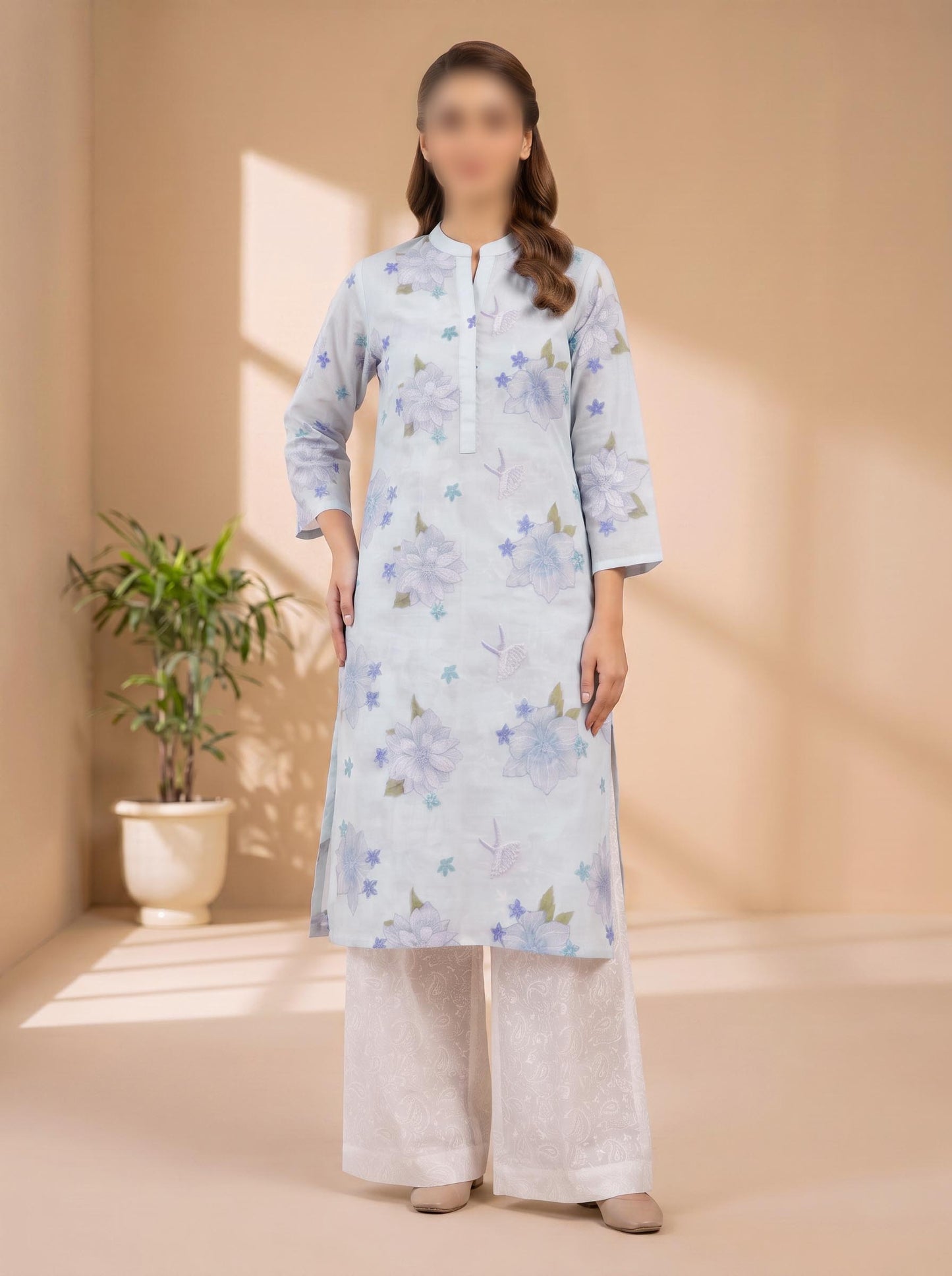 Shirt – Printed Embroidered Lawn L1PE118 A
