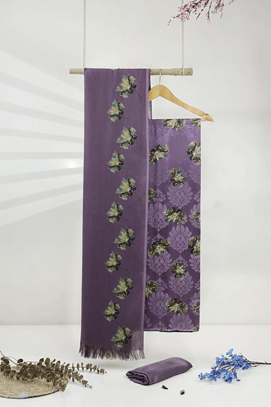 3Piece –  Printed China Patti Marina with Pashmina Shawl  SLK3P12