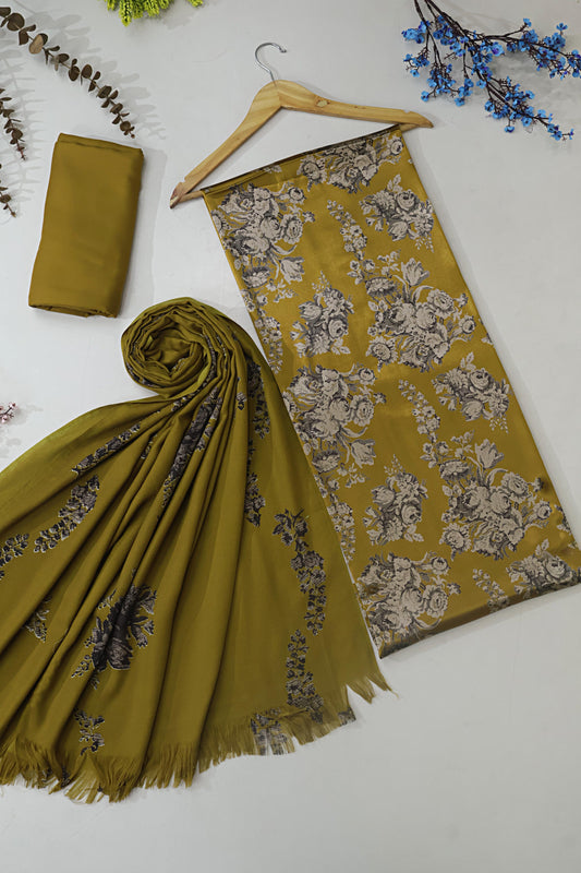3Piece –  Printed Silk Marina with Pashmina Shawl  SLK3P30