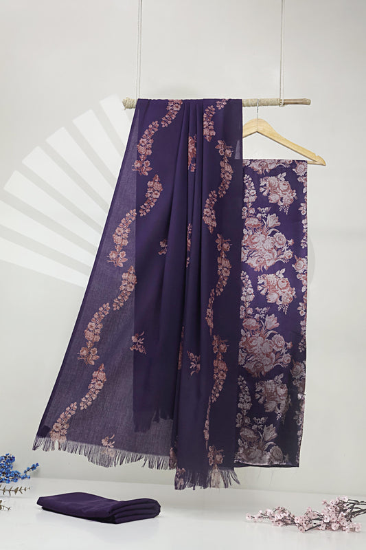3Piece –  Printed Silk Marina with Pashmina Shawl  SLK3P29