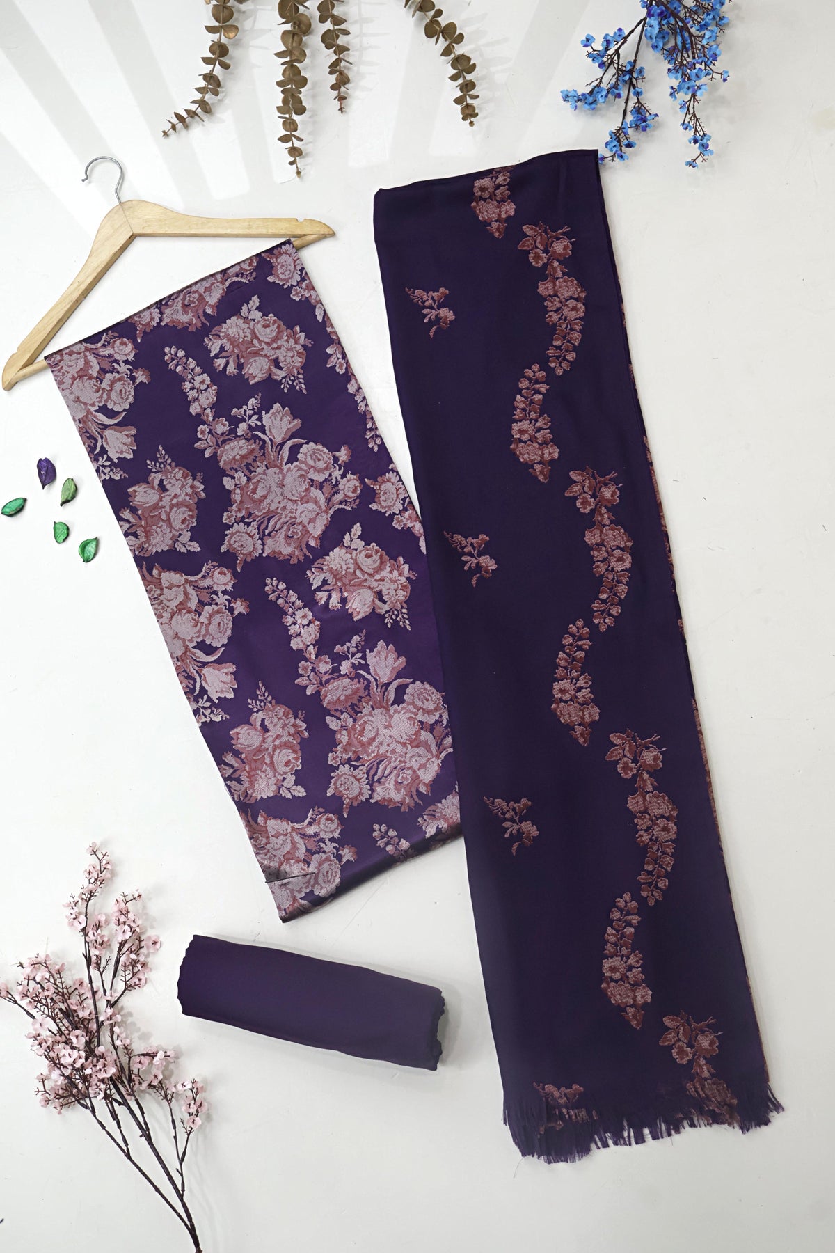 3Piece –  Printed Silk Marina with Pashmina Shawl  SLK3P29