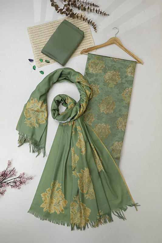 3Piece –  Printed China Patti Marina with Pashmina Shawl  SLK3P23