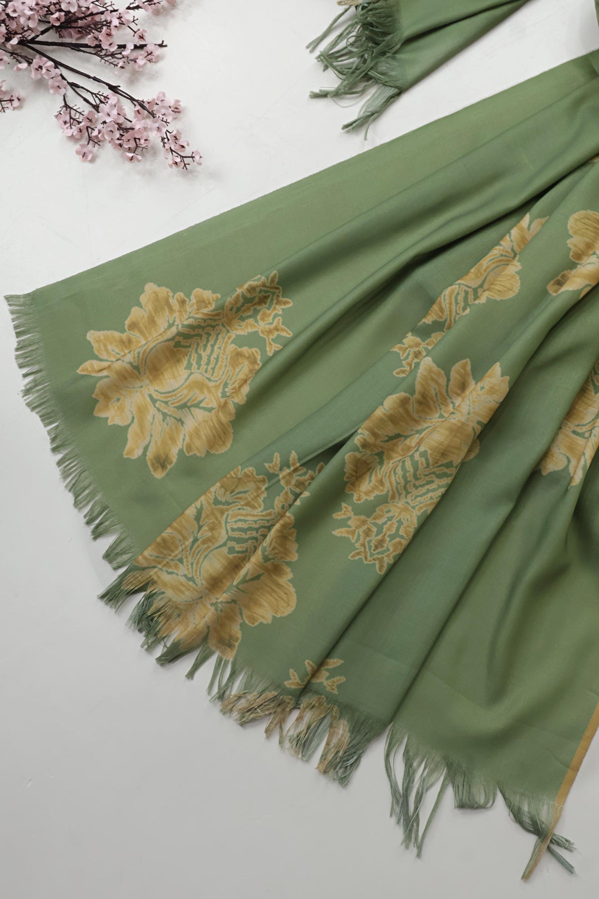 3Piece –  Printed China Patti Marina with Pashmina Shawl  SLK3P23