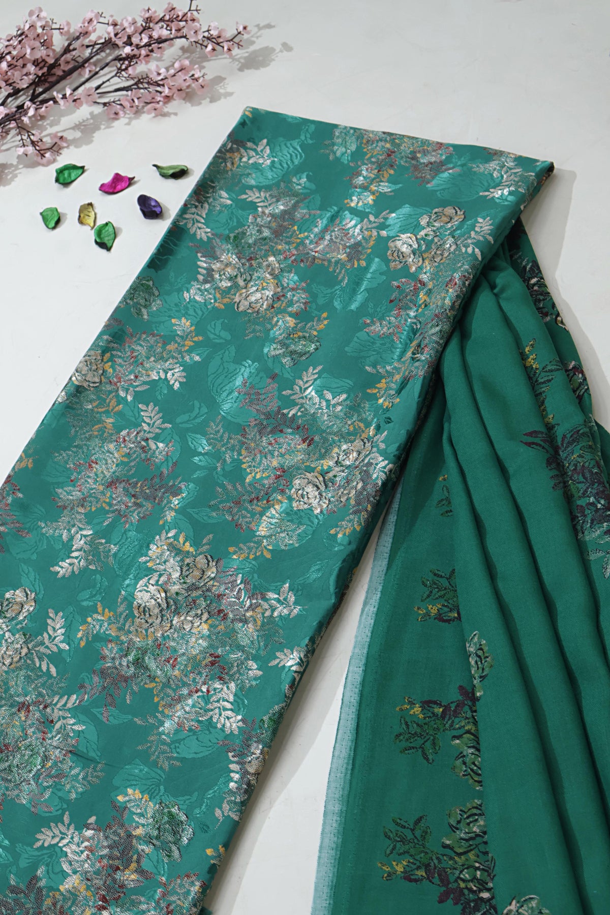3Piece –  Printed China Patti Marina with Pashmina Shawl  SLK3P19