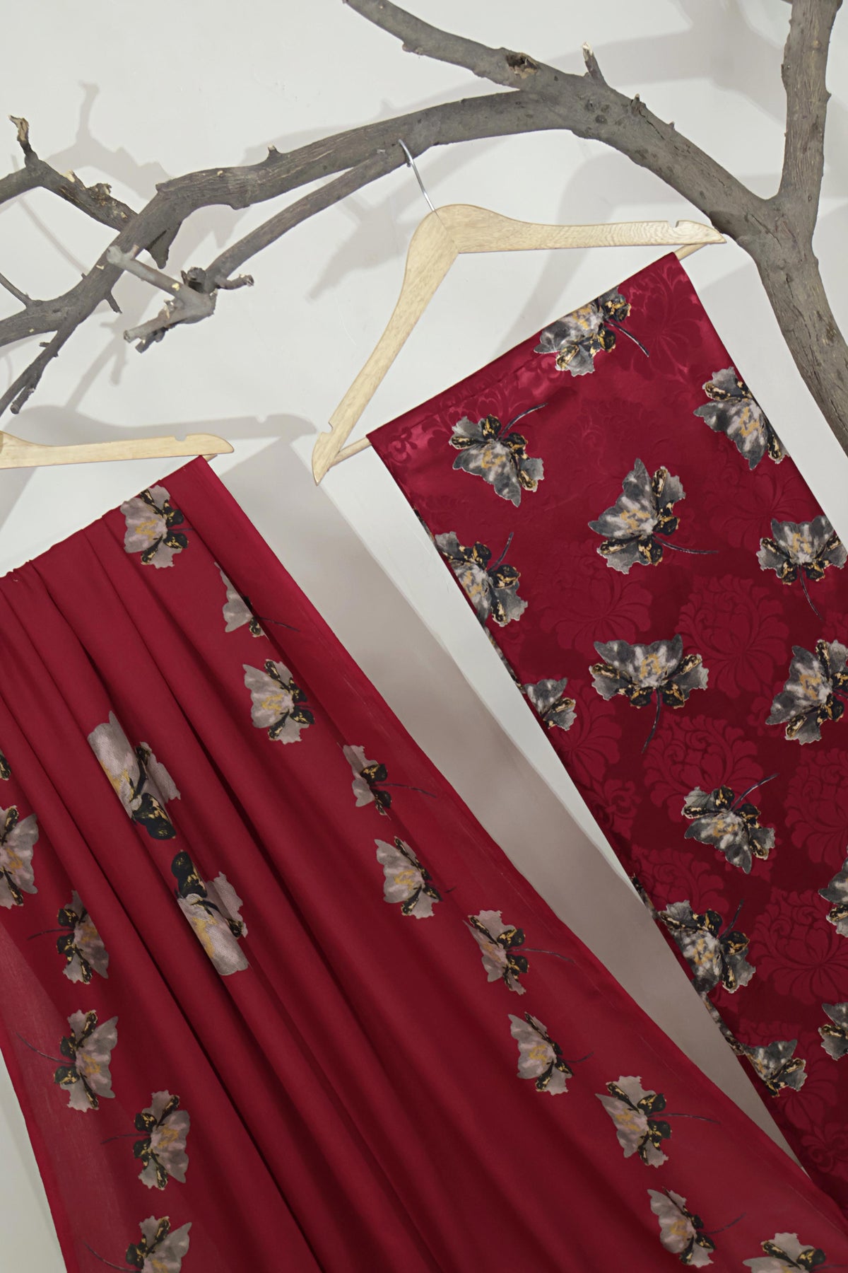 3Piece –  Printed China Patti Marina with Pashmina Shawl  SLK3P13