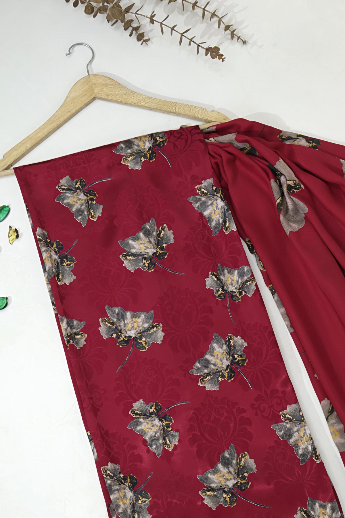 3Piece –  Printed China Patti Marina with Pashmina Shawl  SLK3P13