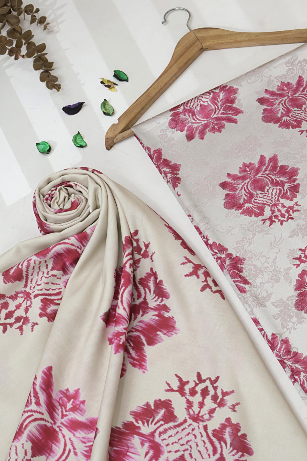 3Piece –  Printed China Patti Marina with Pashmina Shawl  SLK3P25