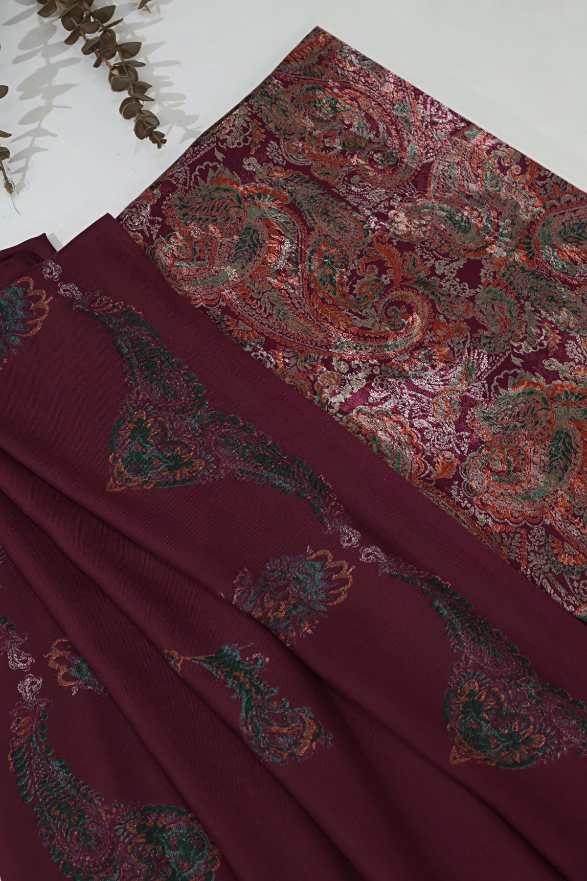 3Piece –  Printed China Patti Marina with Pashmina Shawl  SLK3P09