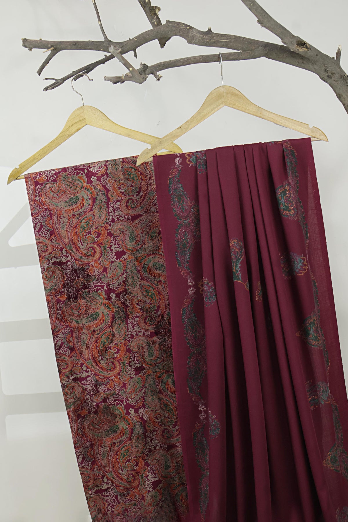 3Piece –  Printed China Patti Marina with Pashmina Shawl  SLK3P09