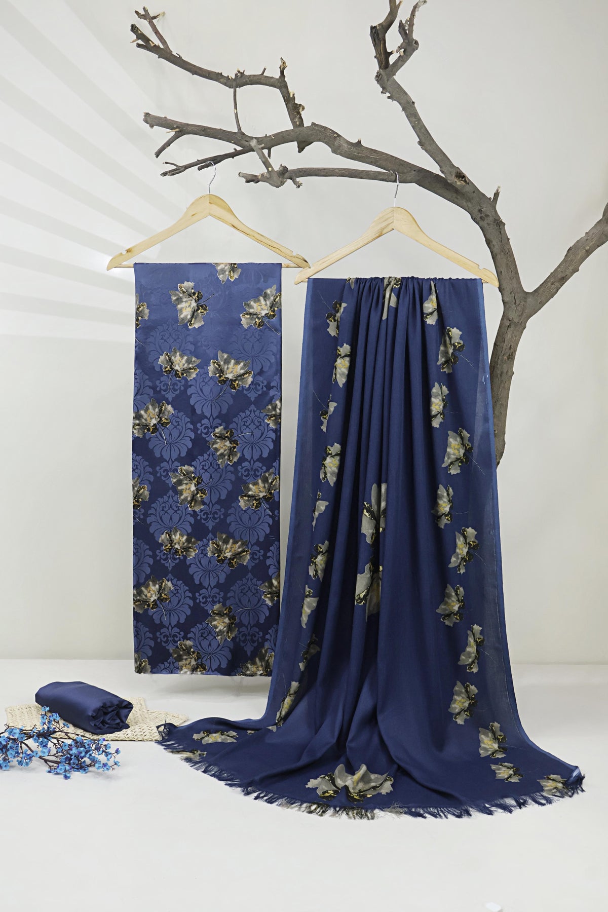 3Piece –  Printed China Patti Marina with Pashmina Shawl  SLK3P14