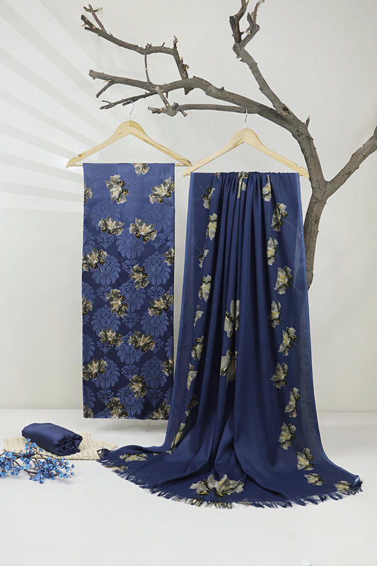 3Piece –  Printed China Patti Marina with Pashmina Shawl  SLK3P14