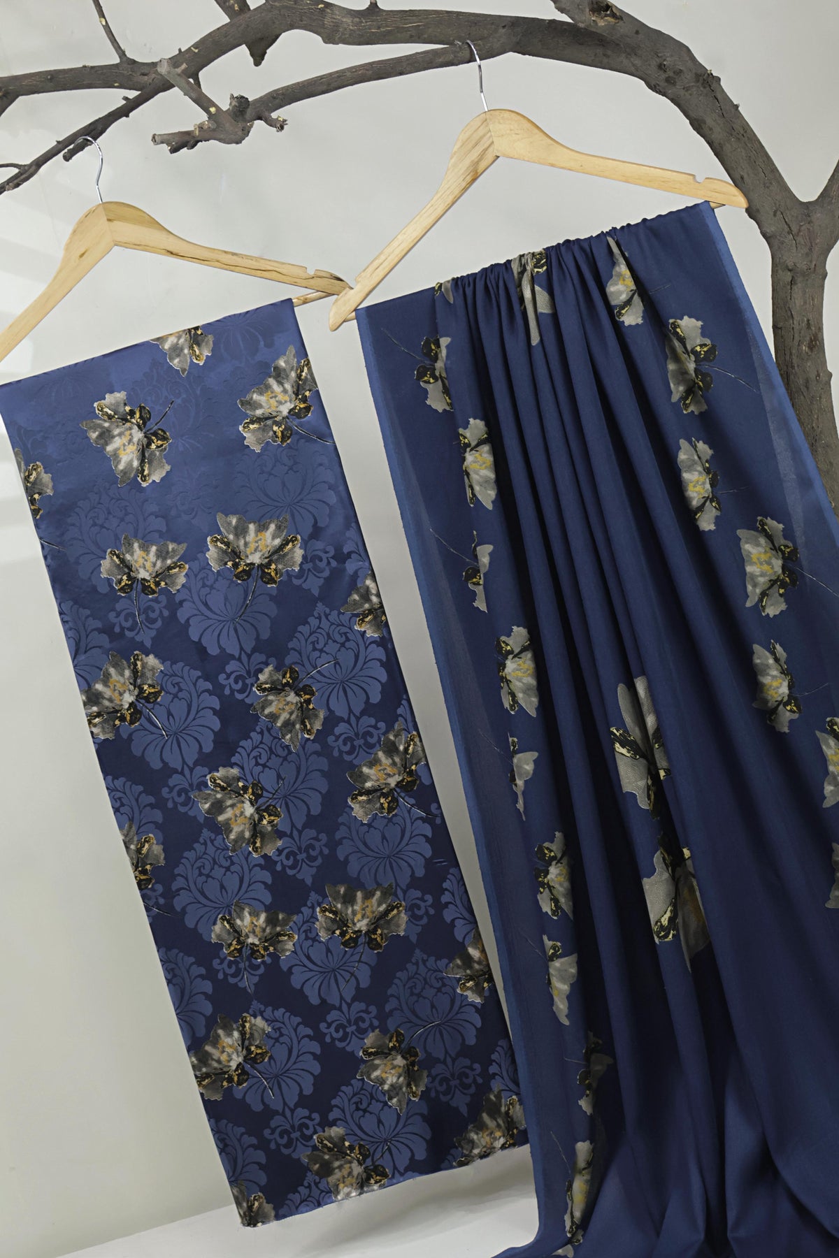 3Piece –  Printed China Patti Marina with Pashmina Shawl  SLK3P14