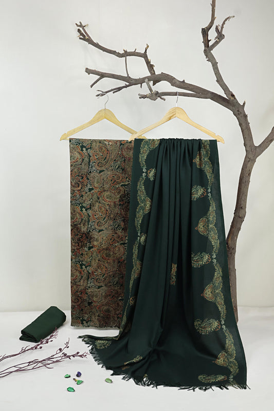 3Piece –  Printed China Patti Marina with Pashmina Shawl  SLK3P11