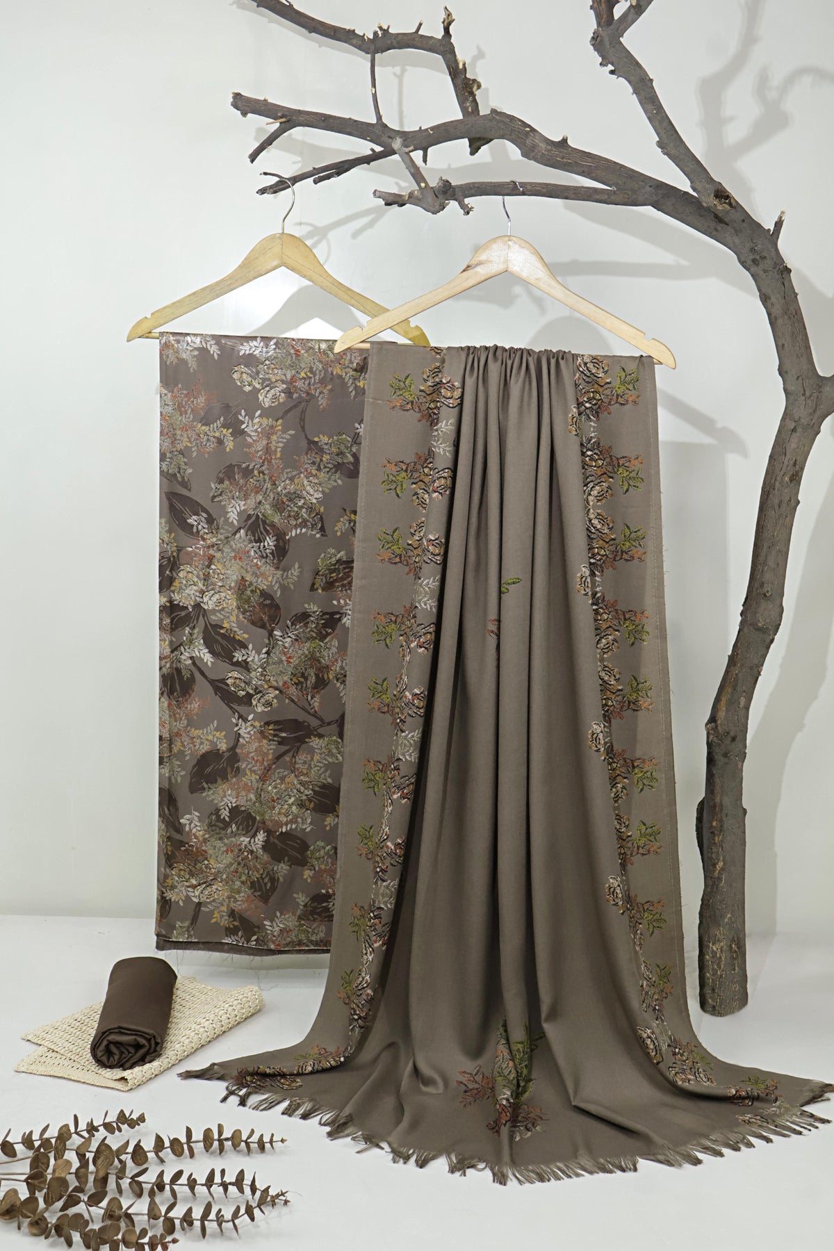 3Piece –  Printed China Patti Marina with Pashmina Shawl  SLK3P16