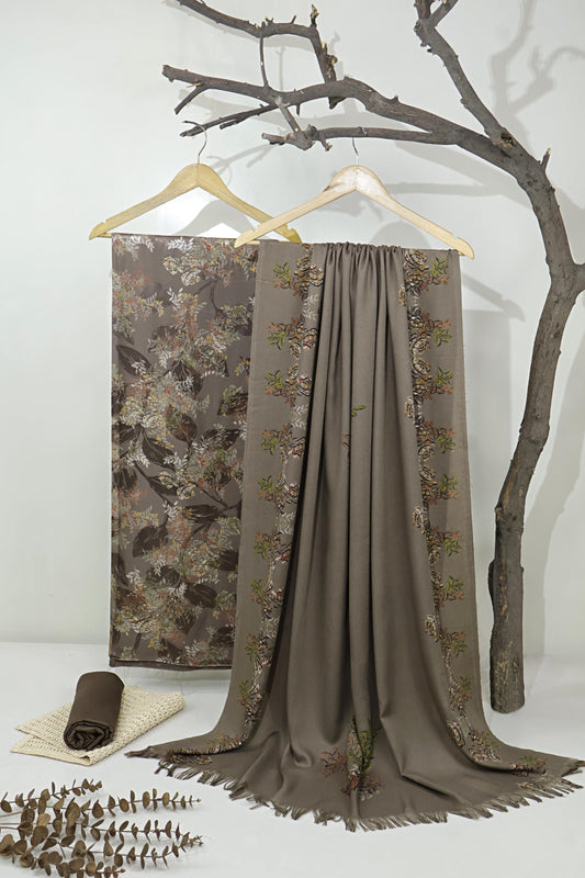 3Piece –  Printed China Patti Marina with Pashmina Shawl  SLK3P16