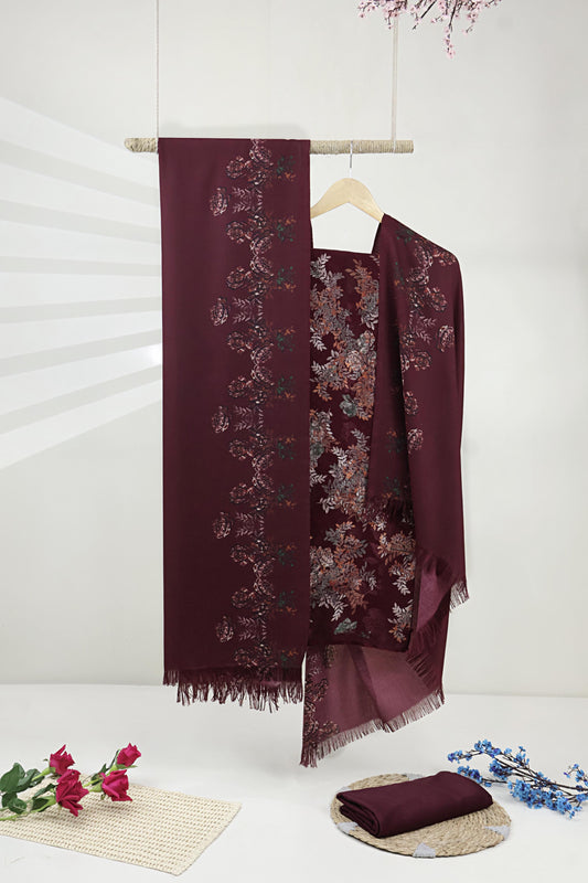 3Piece –  Printed China Patti Marina with Pashmina Shawl  SLK3P20