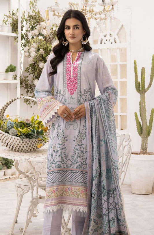 3Piece - Superior Printed Lawn Suit Carnation  D014