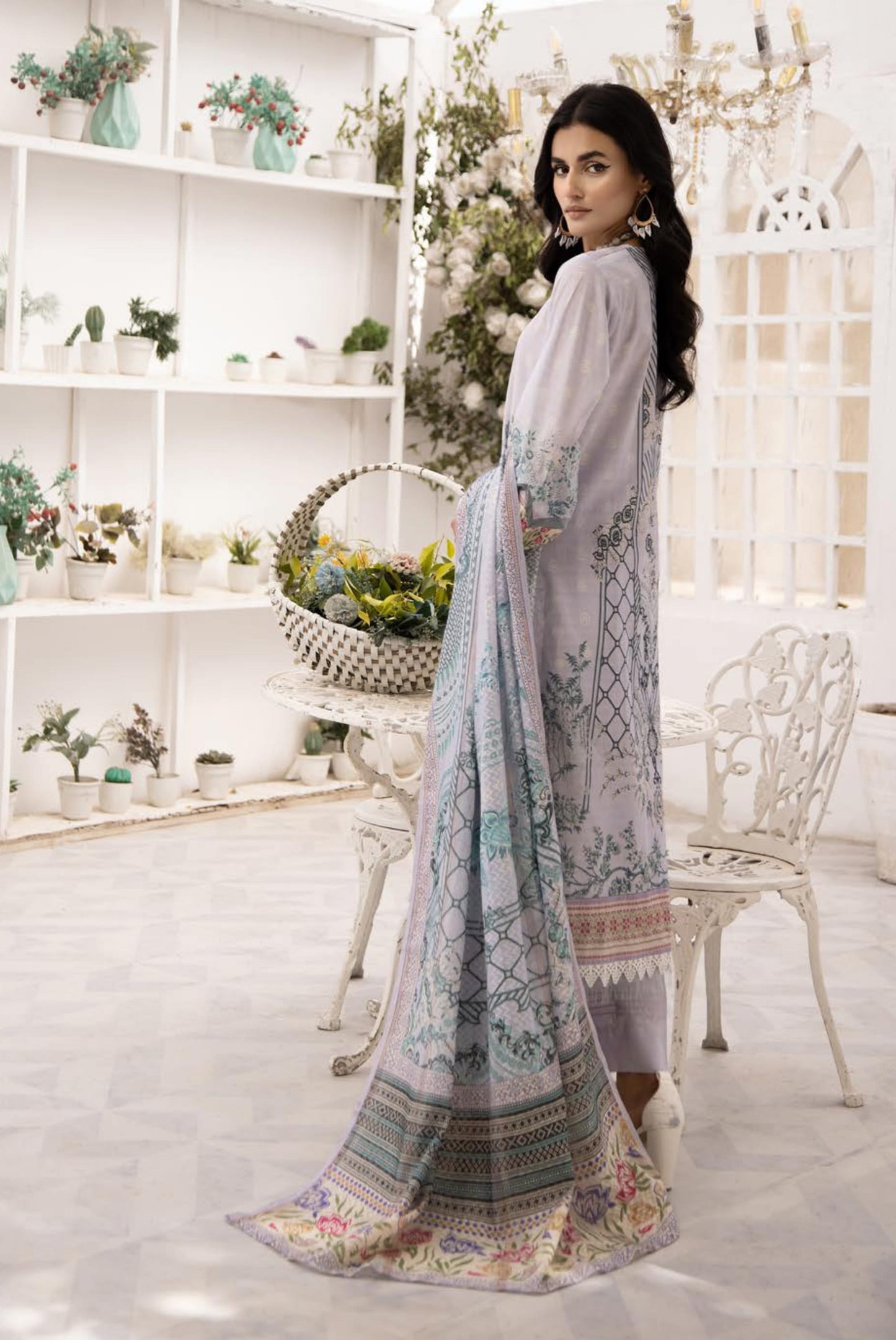 3Piece - Superior Printed Lawn Suit Carnation  D014