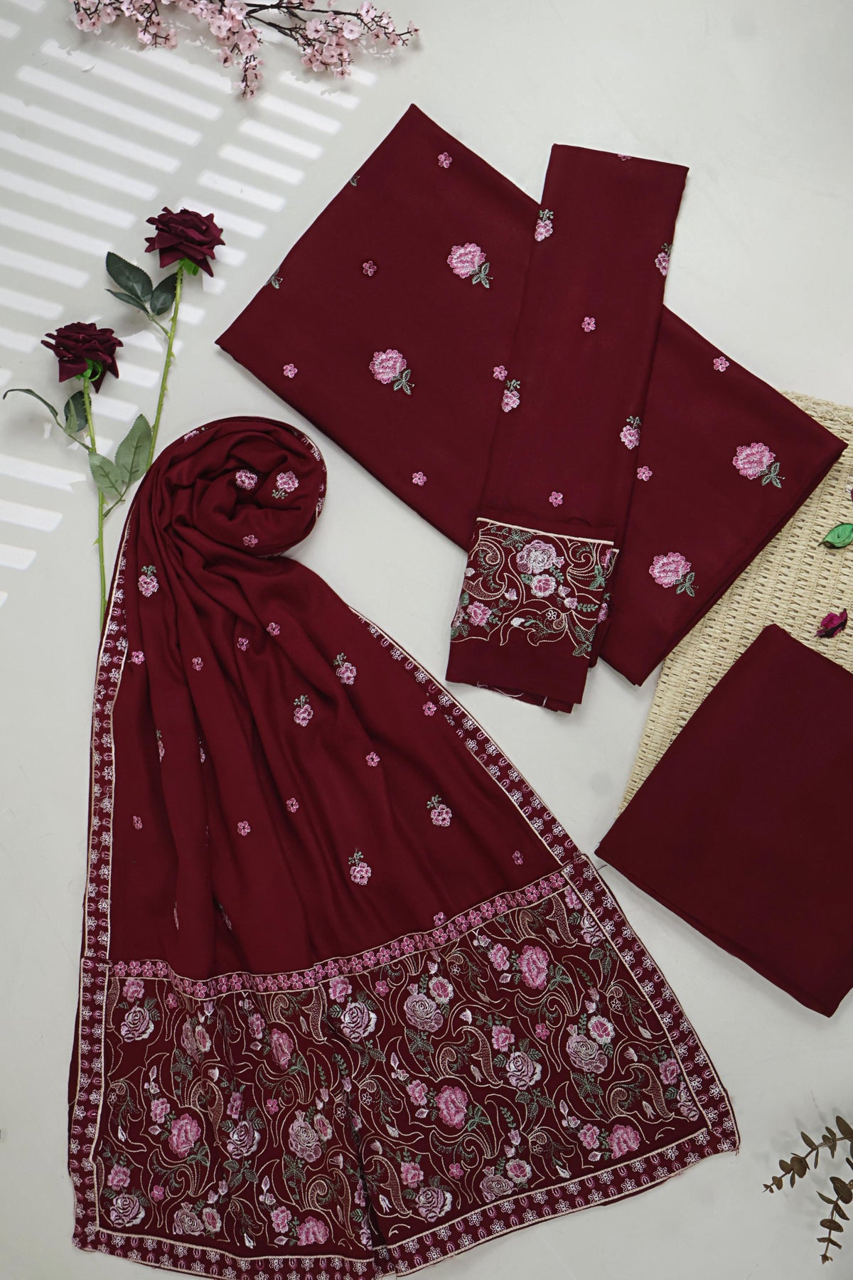 3Piece - Embroidered Pure Marina Suit WWRV1002