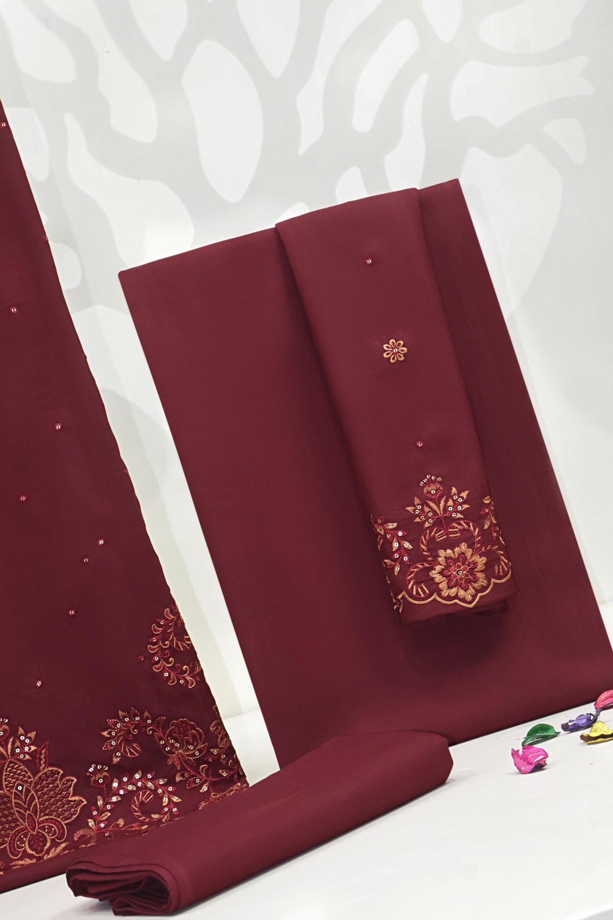 3Piece - Embroidered Dhank Marina Suit WWRV303