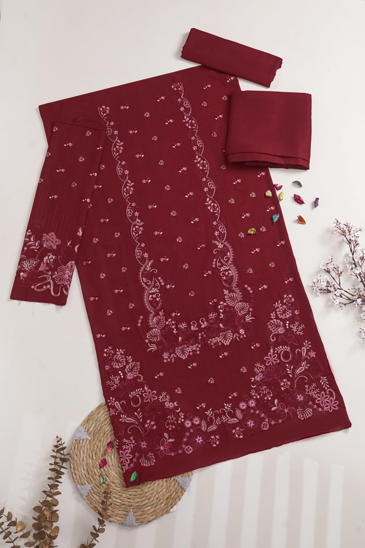 3Piece - Embroidered Karandi Suit WWRV107