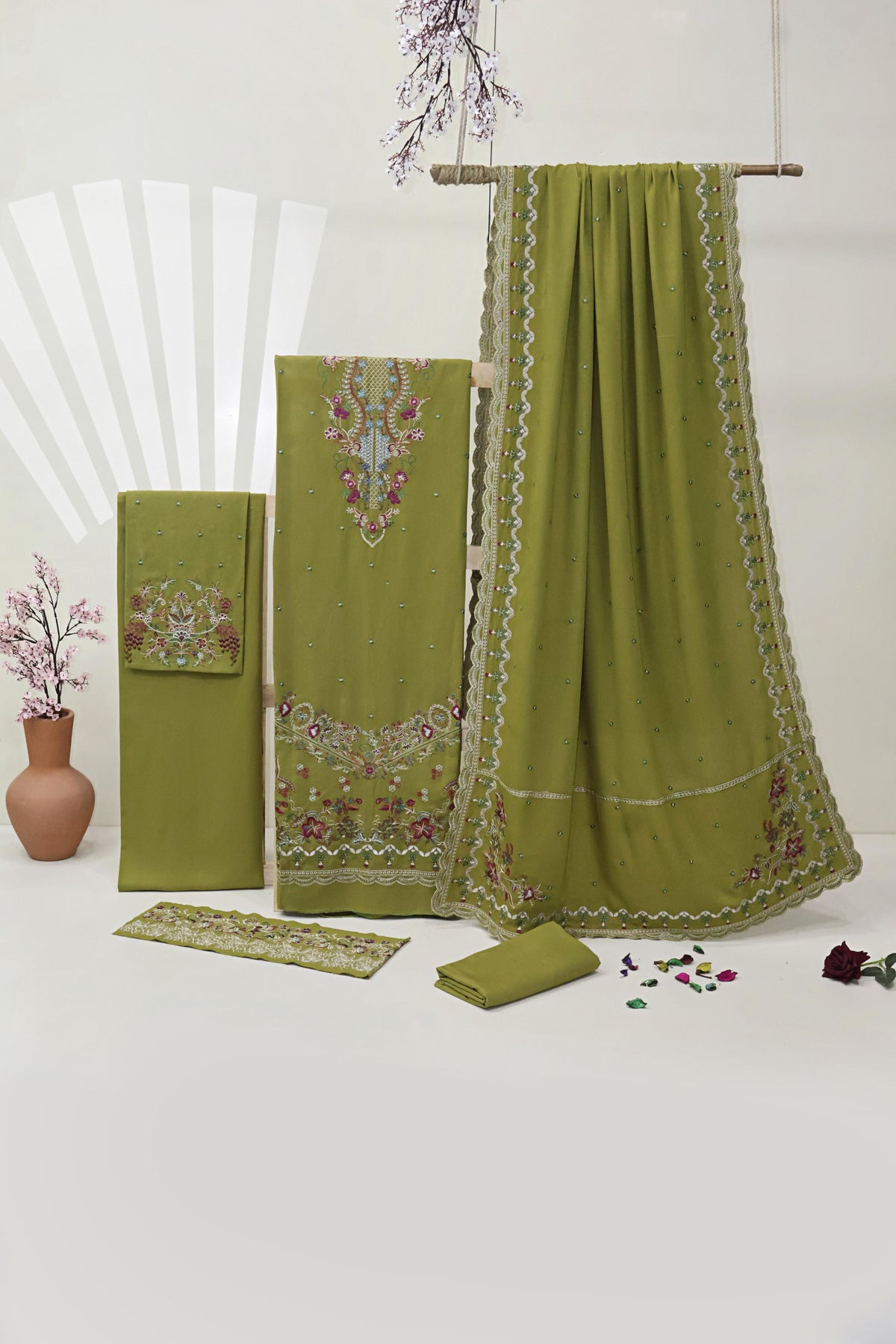 3Piece - Embroidered Karandi Suit WWRV101