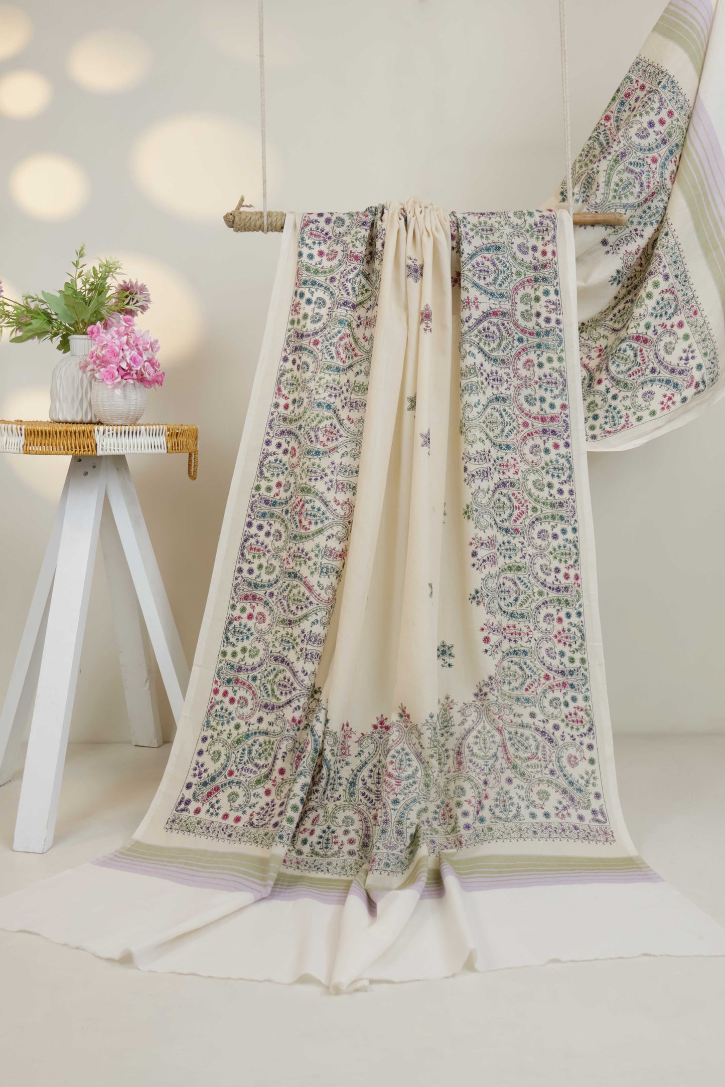 Handmade Embroidered Lawn Shawl HLSH85