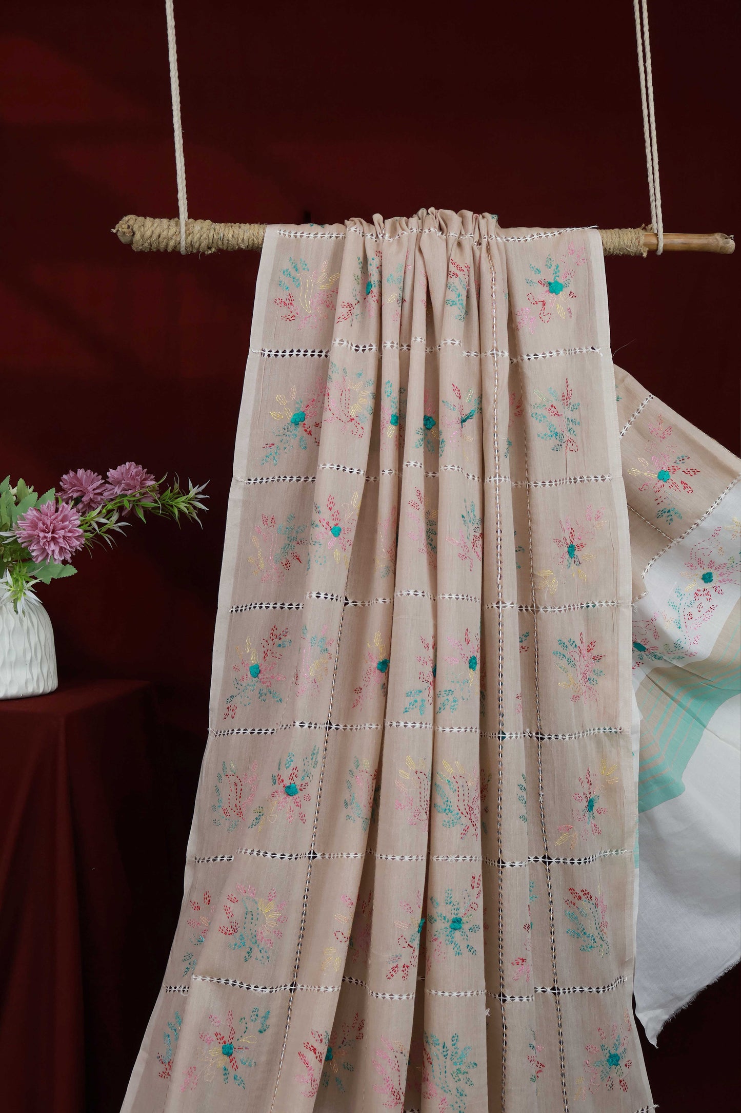 Handmade Embroidered Lawn Shawl HLSH02