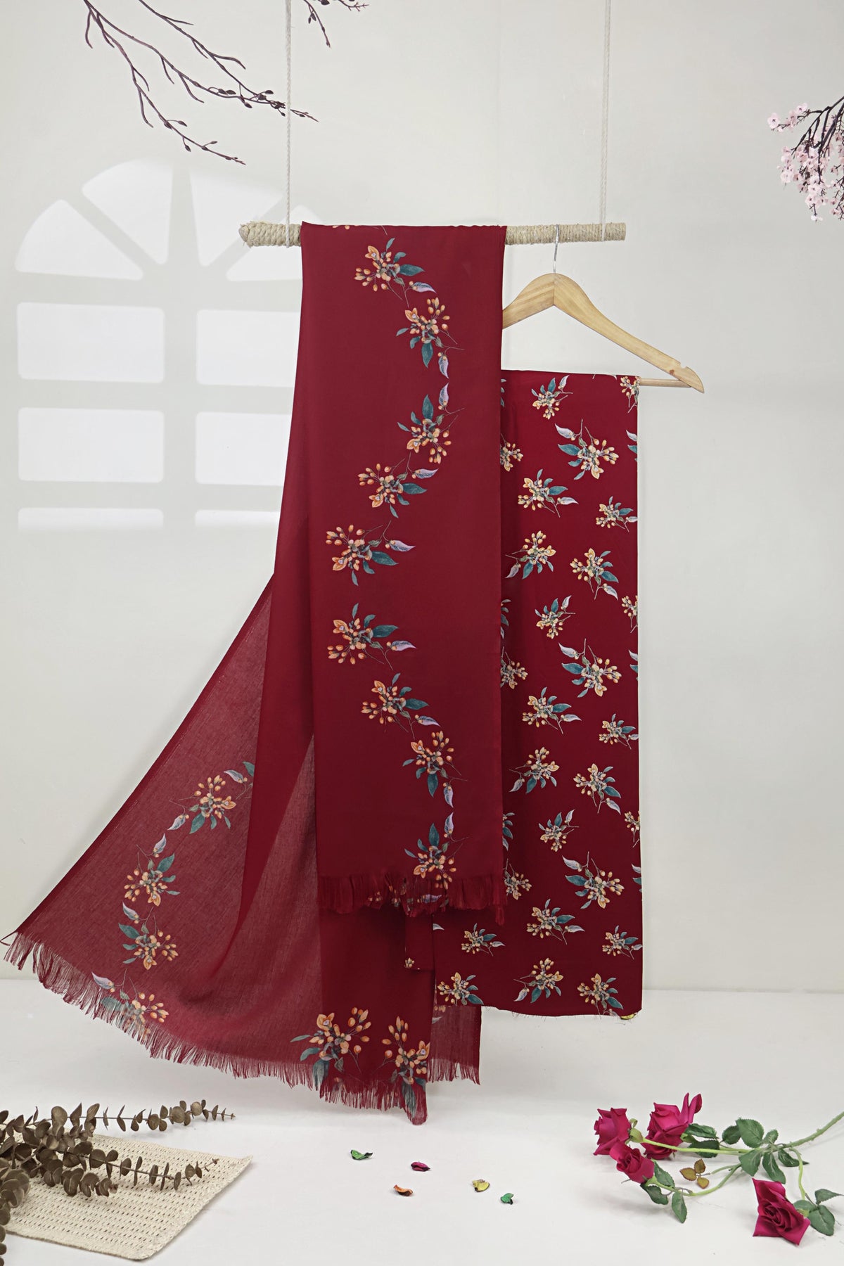 3Piece –  Printed Marina with Pashmina Shawl  MR3P04