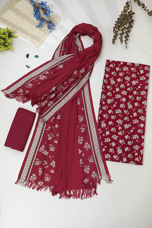 3Piece –  Printed Marina with Wool Shawl  MR3P35