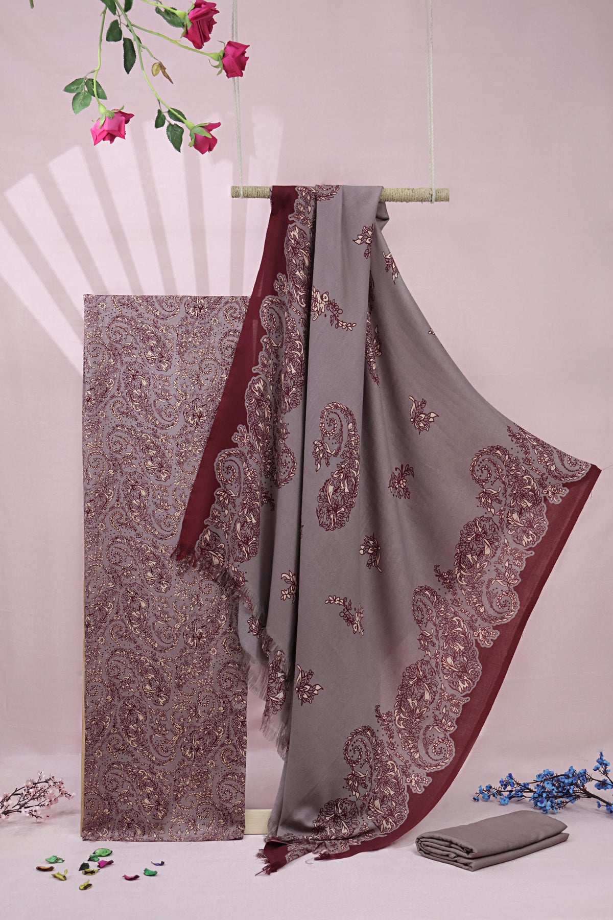 3Piece –  Printed Marina with Pashmina Shawl  MR3P09