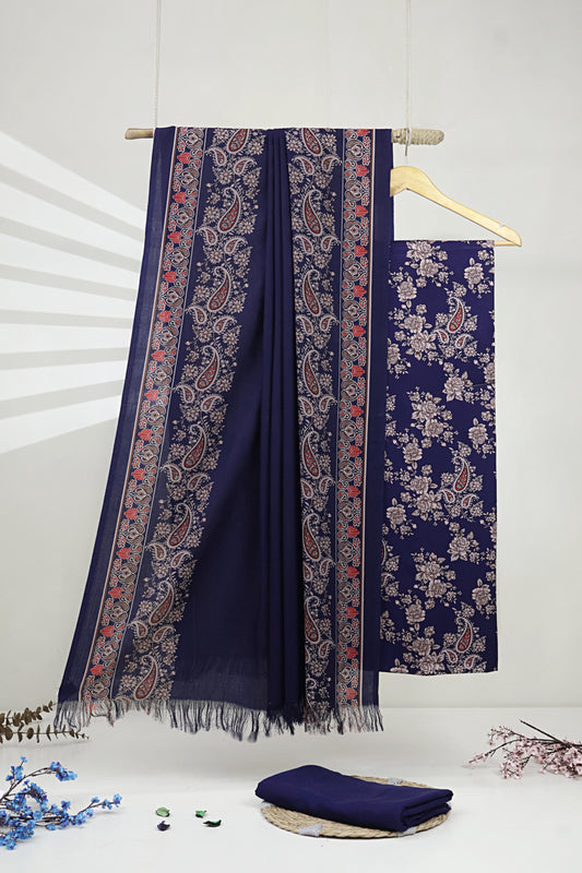 3Piece –  Printed Marina with Wool Shawl  MR3P40
