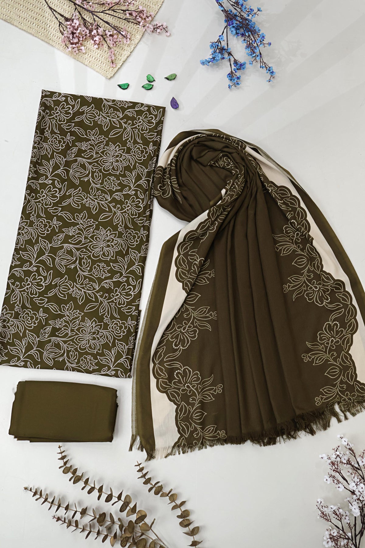 3Piece –  Printed Marina with Wool Shawl  MR3P56
