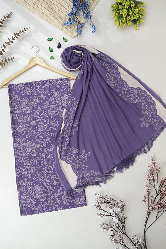 3Piece –  Printed Marina with Wool Shawl  MR3P54