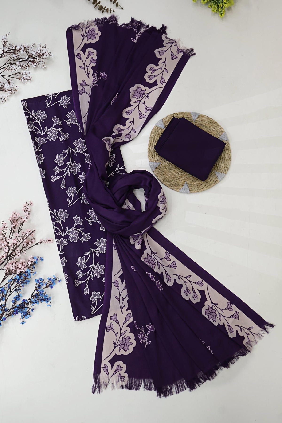 3Piece –  Printed Marina with Wool Shawl  MR3P60