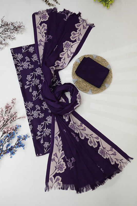 3Piece –  Printed Marina with Wool Shawl  MR3P60