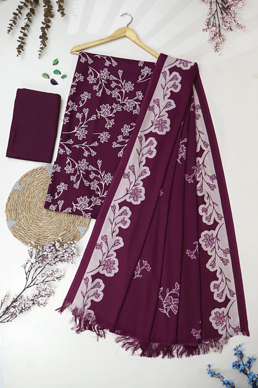 3Piece –  Printed Marina with Wool Shawl  MR3P58