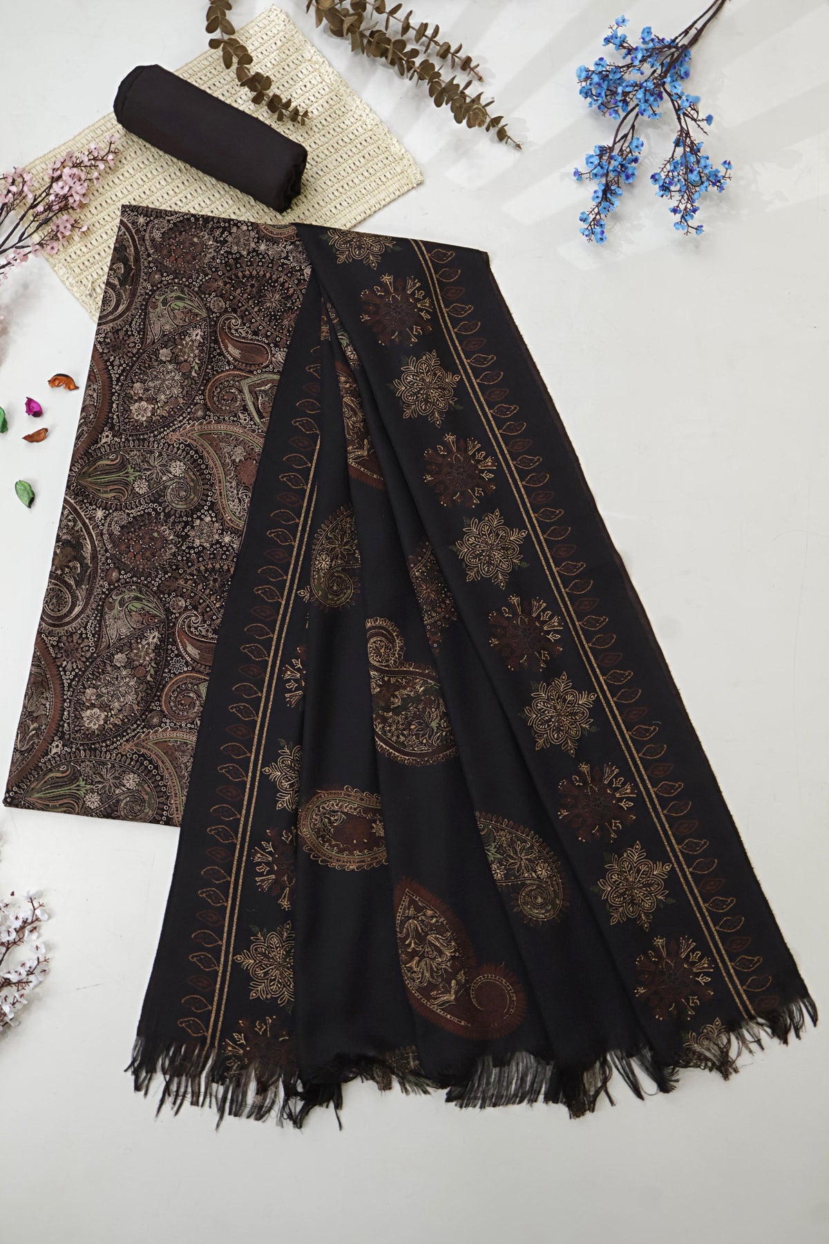 3Piece –  Printed Marina with Wool Shawl  MR3P72