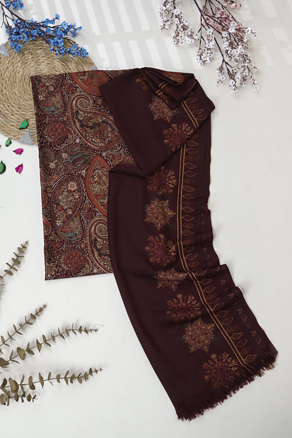 3Piece –  Printed Marina with Wool Shawl  MR3P71