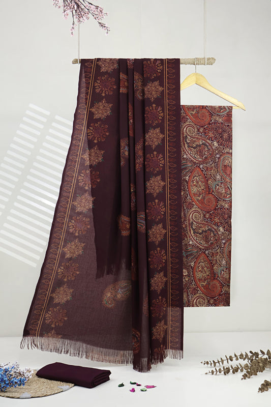 3Piece –  Printed Marina with Wool Shawl  MR3P71