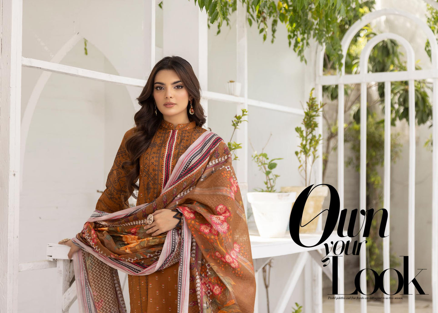 3Piece - Superior Printed Lawn Suit Carnation  D030